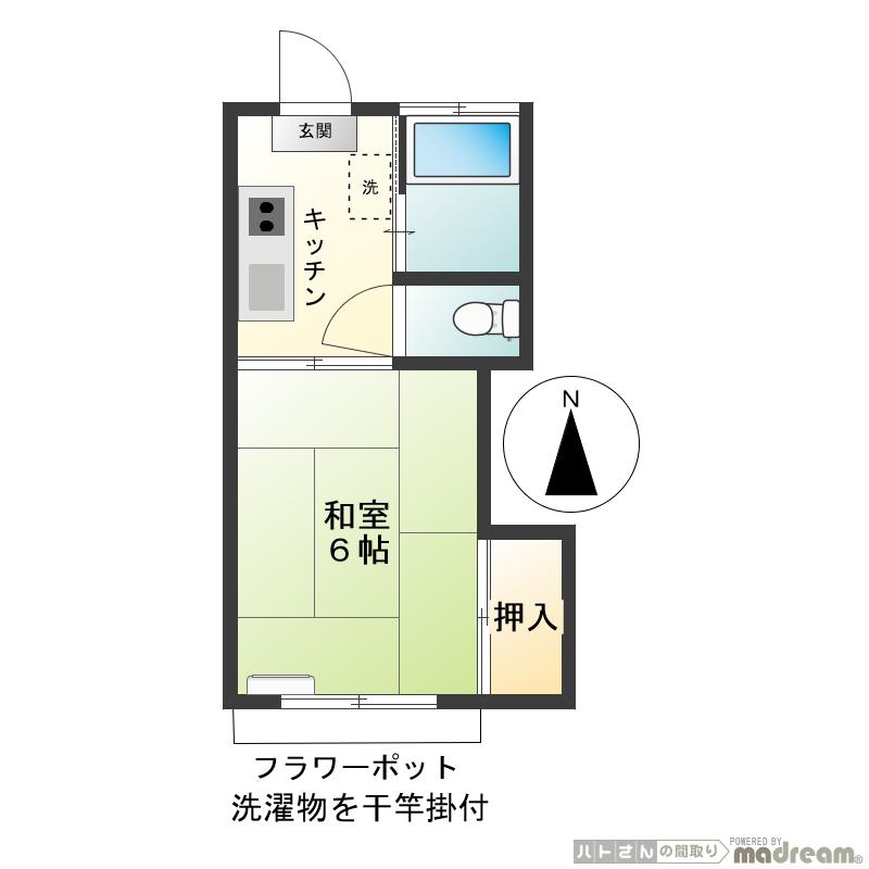 桃井3号館(1K/2階)の間取り写真