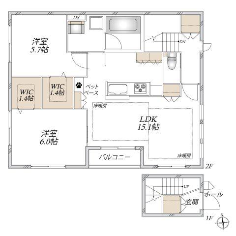 メゾン・ド・プレザンス(2LDK/2階)の間取り写真