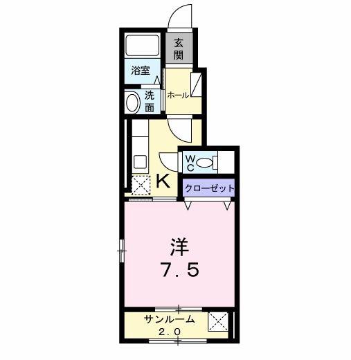 プラシード・NII(1K/1階)の間取り写真