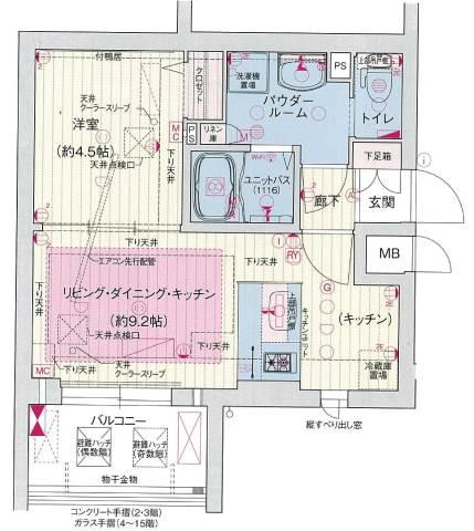 プレサンス THE神戸(1LDK/11階)の間取り写真