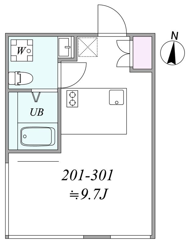 TRIAS332(1DK/2階)の間取り写真