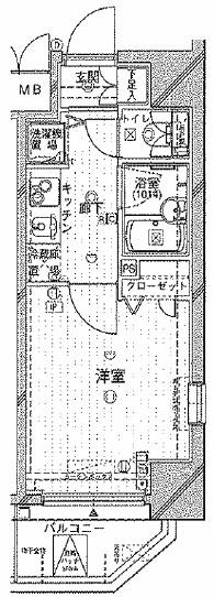 スパシエアランシア亀戸(1K/4階)の間取り写真