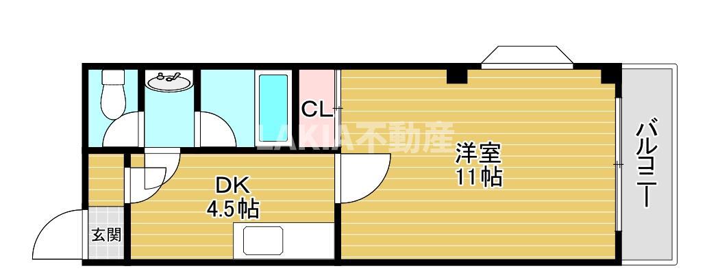 アメニティ 福寿(1DK/3階)の間取り写真