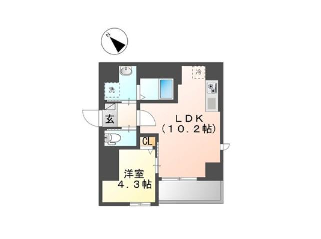 HGD佃 301(1LDK/3階)の間取り写真