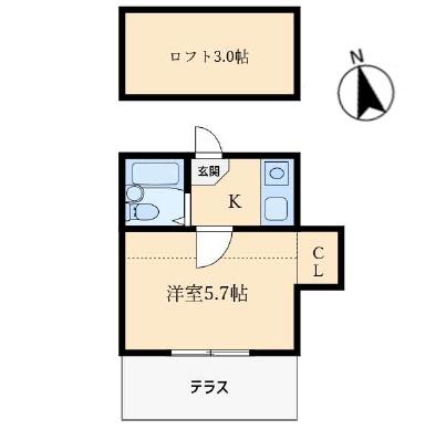 JR京浜東北線 蕨駅 徒歩8分 2階建 築36年(1K/1階)の間取り写真