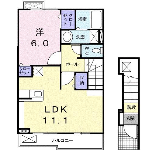 ブリギアンシー(1LDK/2階)の間取り写真