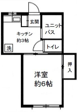二村ハイツ(1K/3階)の間取り写真