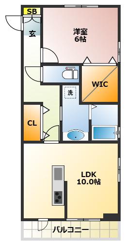 ウッドガーデン泉(1LDK/3階)の間取り写真