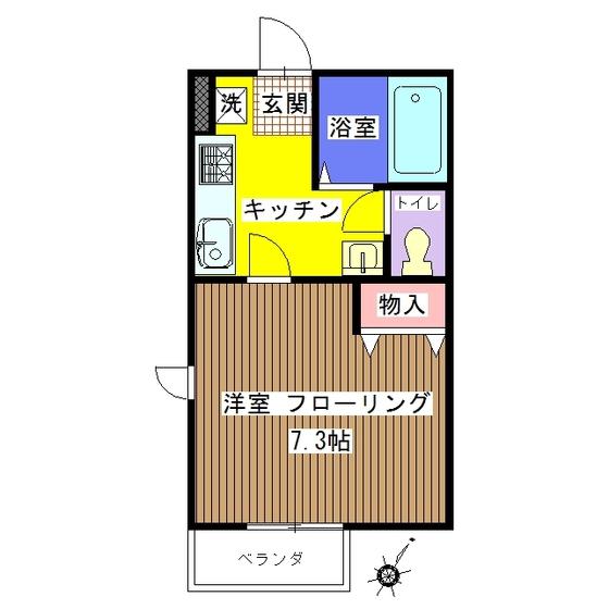 パークアベニュー(1K/2階)の間取り写真