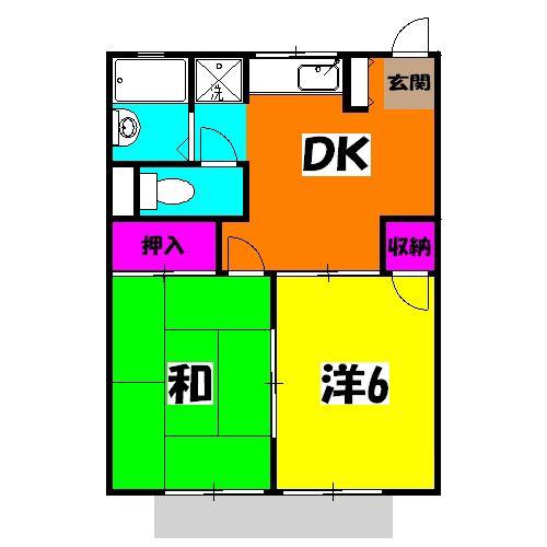 ハイツ登美(2DK/1階)の間取り写真