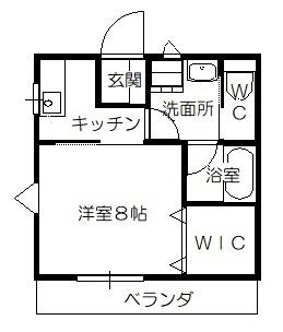 コーポ里住II(1SK/1階)の間取り写真