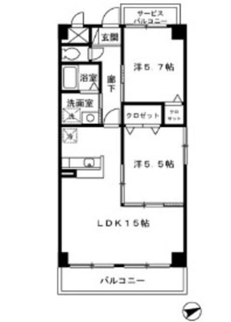 マーヴェラス(2LDK/7階)の間取り写真