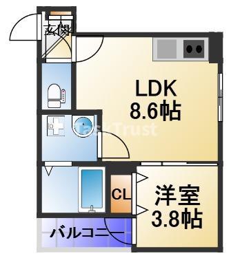 サフィールロジェ大阪城公園(1LDK/1階)の間取り写真