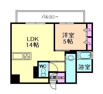 ALBLANC KYOMACHIBORI(1LDK/3階)の間取り写真