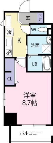 K-クレスト西新町(1K/2階)の間取り写真