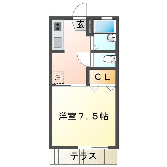 YYシーサイドパレス壱番館(1DK/1階)の間取り写真
