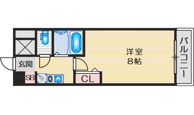 北大阪急行 緑地公園駅 徒歩13分 5階建 築29年(1K/2階)の間取り写真