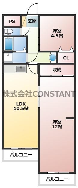 サンハイツイケダ(2LDK/3階)の間取り写真