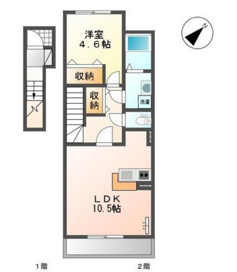 フィオーレ(1LDK/2階)の間取り写真