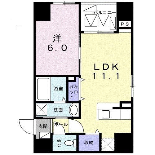 カナン クロエ 門前仲町(1LDK/11階)の間取り写真