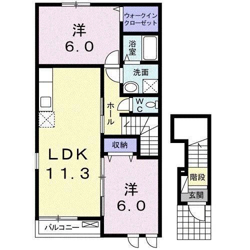 ESGARDENA(2LDK/2階)の間取り写真