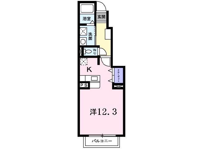 ベルメゾン サピーB(ワンルーム/1階)の間取り写真