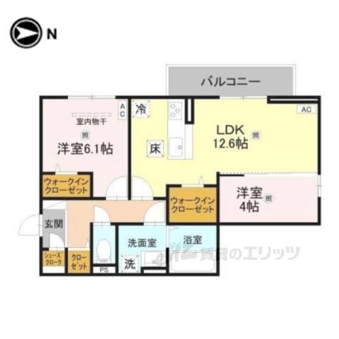 RETOLIA小綱(2LDK/1階)の間取り写真