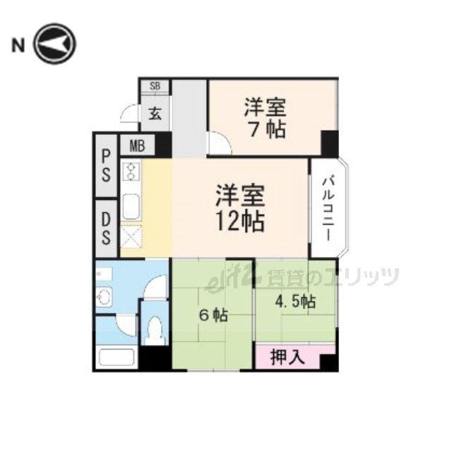 サンコーポ高槻寿マンション(3LDK/5階)の間取り写真