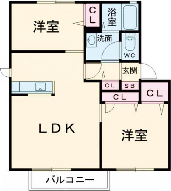 ジュピターK(2LDK/2階)の間取り写真