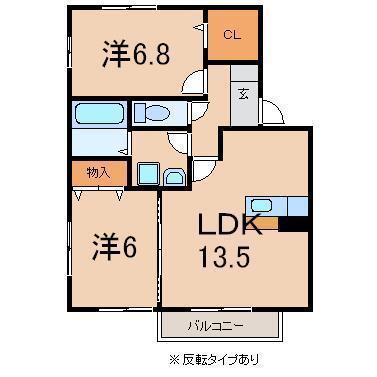 リビングタウン飯岡新田IIB(2LDK/1階)の間取り写真