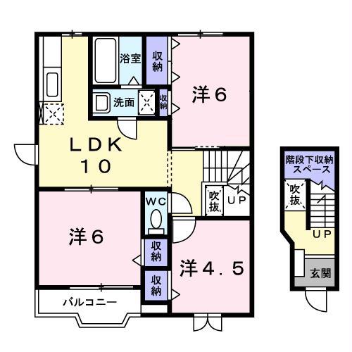 グリーンヒルTADA(3LDK/2階)の間取り写真