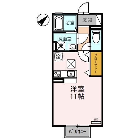 ファーストステージ(ワンルーム/1階)の間取り写真