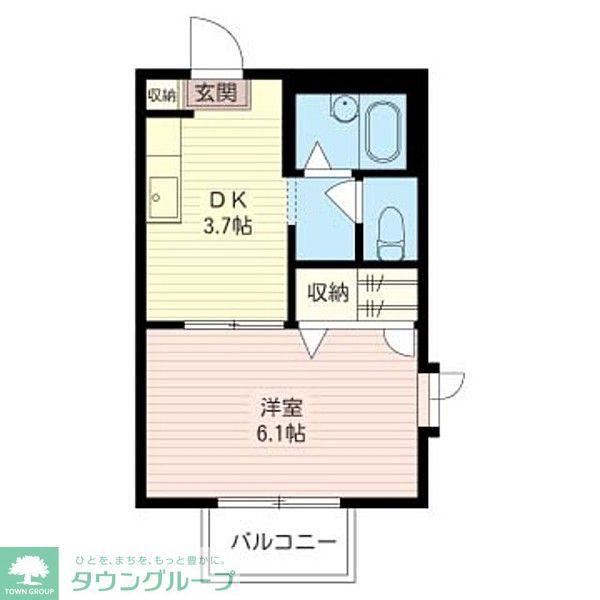 ブラウンコート(1K/1階)の間取り写真