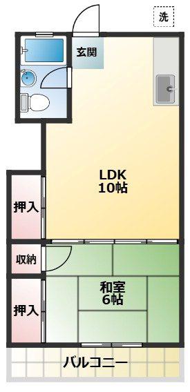 マンション中村第2(1LDK/1階)の間取り写真
