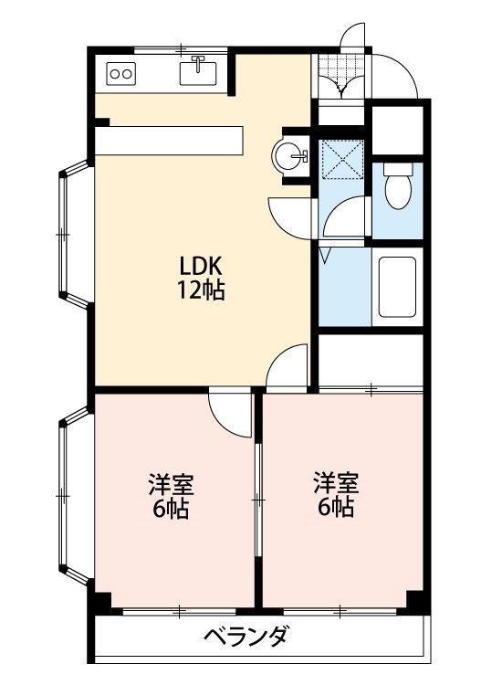 美原ハイム(2LDK/3階)の間取り写真