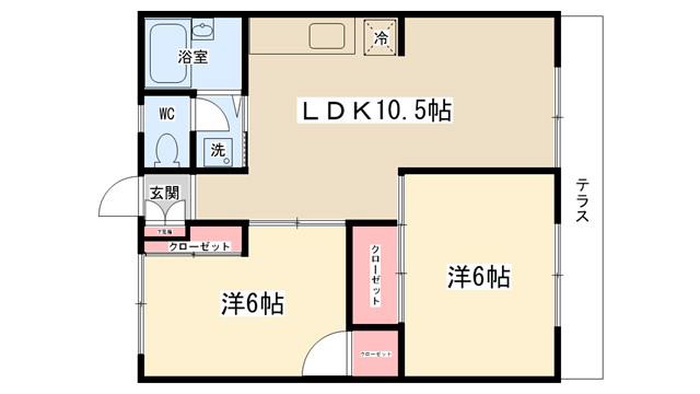 ガーデンウエスト2(2LDK/1階)の間取り写真
