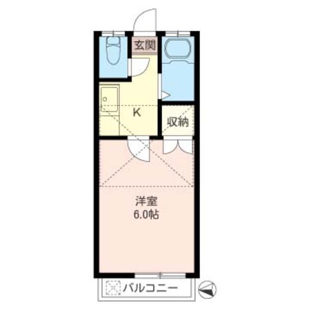ロイヤルヒルズ(1K/2階)の間取り写真