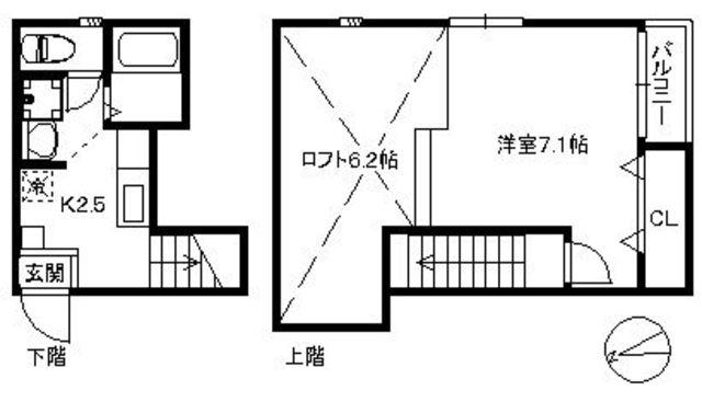 トロープ姪浜 316(1K/2階)の間取り写真