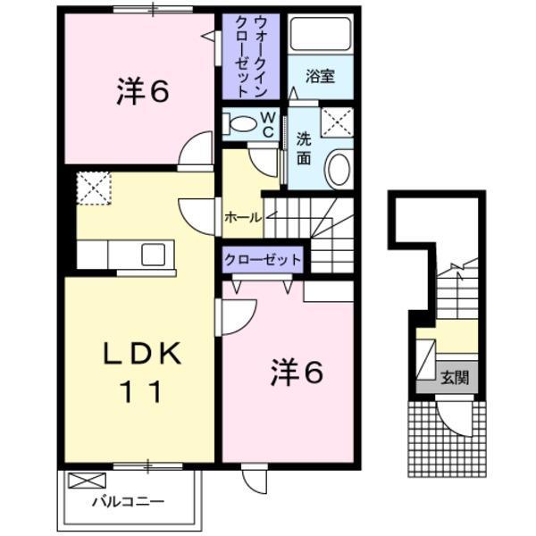 カーサ・ルーリオ2(2LDK/2階)の間取り写真