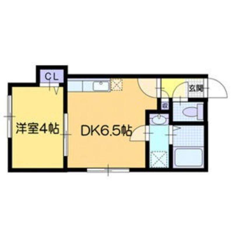ホヌ豊平B棟(1DK/2階)の間取り写真