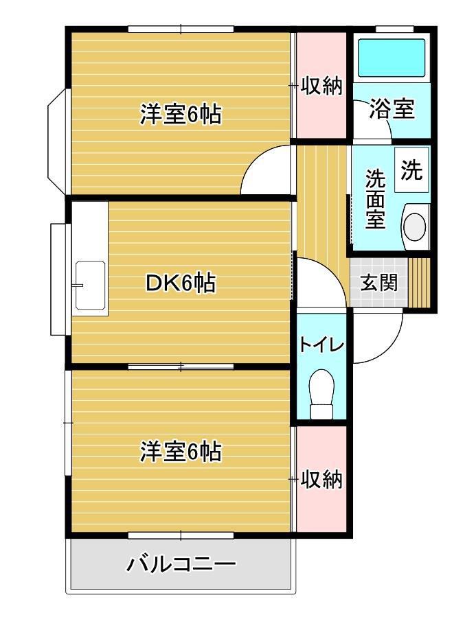 エバーグリーン壱番館(2DK/1階)の間取り写真