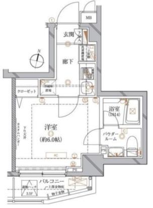 REALIZE代々木上原(1K/2階)の間取り写真