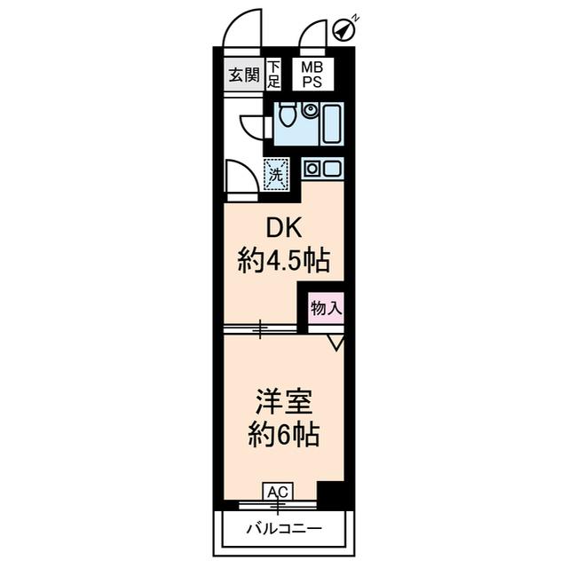 ライオンズマンション武蔵小杉第II(1DK/2階)の間取り写真
