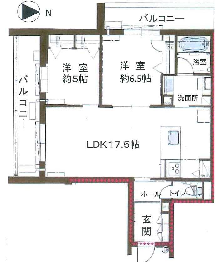 シャーメゾン晴明通(2LDK/1階)の間取り写真