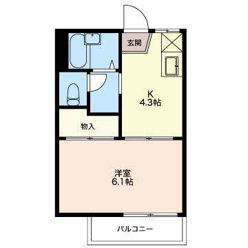 コートビレッジ(1K/1階)の間取り写真