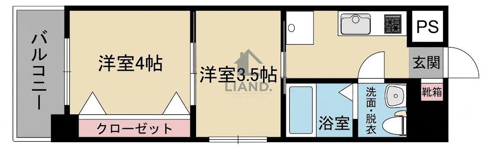 リファレンス博多駅前(2K/8階)の間取り写真