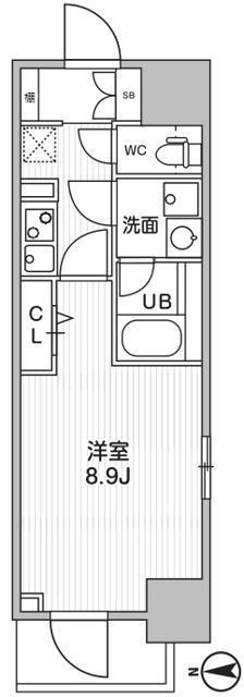 THEパームス熊野前(1K/4階)の間取り写真