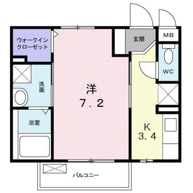 アクティーフ 西所沢(1K/2階)の間取り写真