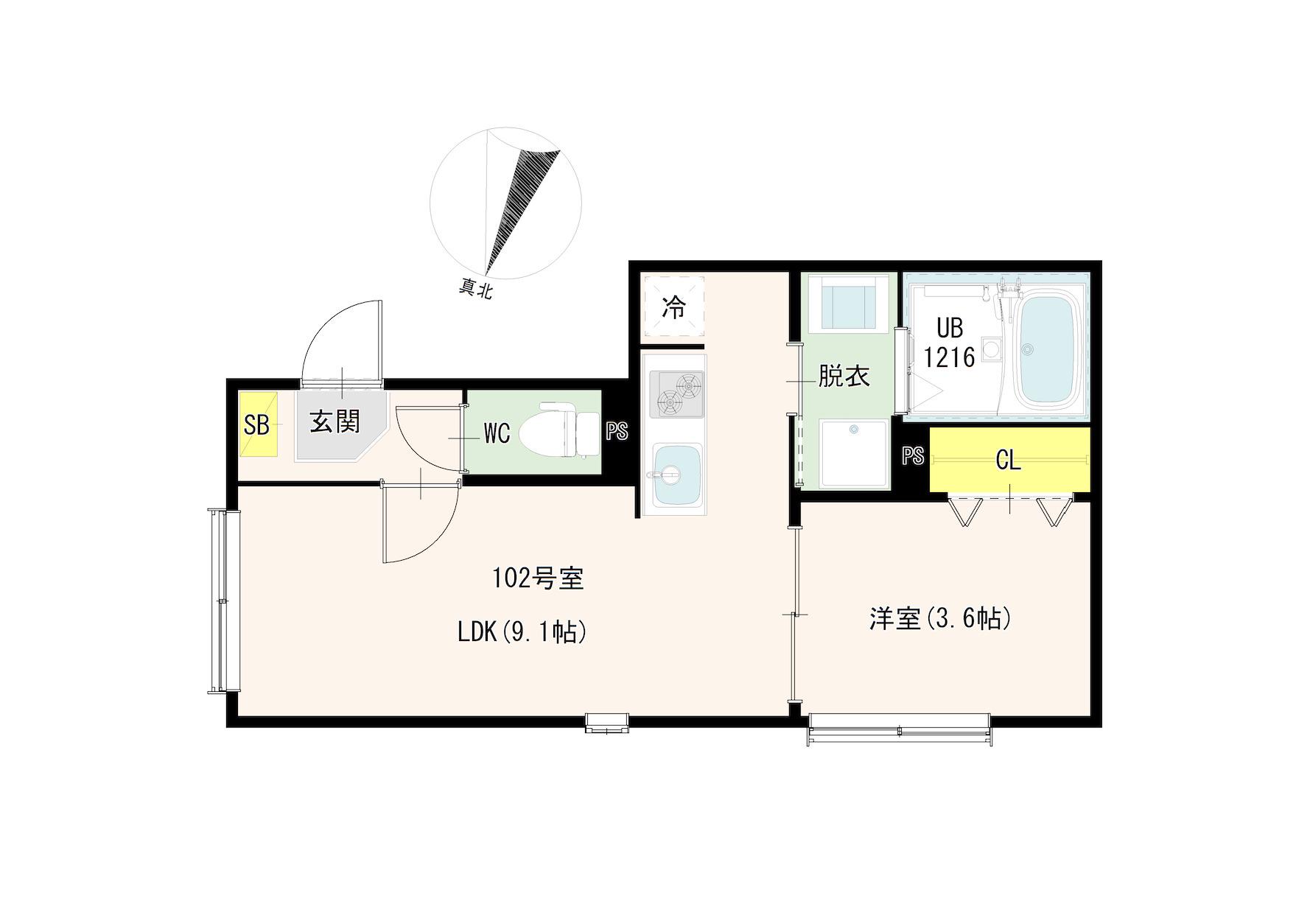 HANA HOUSE 小岩(1LDK/1階)の間取り写真