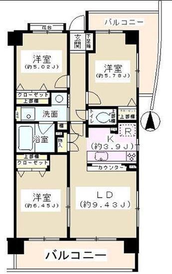 ジーオー桜庵(3LDK/5階)の間取り写真